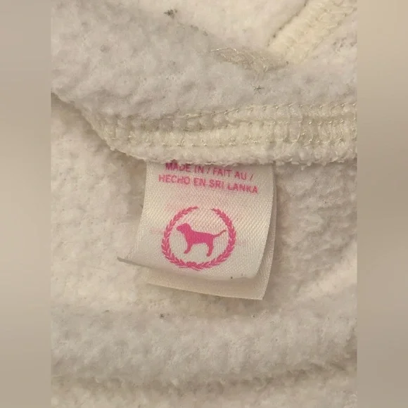 VS PINK VINTAGE Y2K FULL ZIP HOODIE WHITE RAINBOW BLING LOVE BROKEN HEART RARE M - Picture 10 of 11